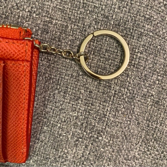 NWOT Coach Leather Key Fob Card Holder Melon Orange Gold Logo - Picture 9 of 11